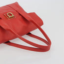 Salvatore Ferragamo Gancini Hand Bag Leather Red Gold Auth 195014-7
