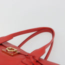 Salvatore Ferragamo Gancini Hand Bag Leather Red Gold Auth 195014-8