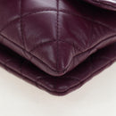 CHANEL Matelasse Chain Shoulder Bag Lamb Skin Purple Silver CC Auth 195019M-14