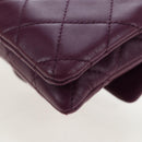 CHANEL Matelasse Chain Shoulder Bag Lamb Skin Purple Silver CC Auth 195019M-16
