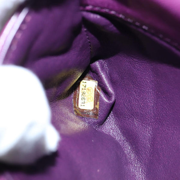CHANEL Matelasse Chain Shoulder Bag Lamb Skin Purple Silver CC Auth 195019M