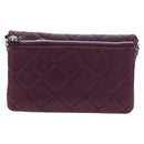 CHANEL Matelasse Chain Shoulder Bag Lamb Skin Purple Silver CC Auth 195019M-2