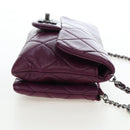 CHANEL Matelasse Chain Shoulder Bag Lamb Skin Purple Silver CC Auth 195019M-4