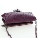 CHANEL Matelasse Chain Shoulder Bag Lamb Skin Purple Silver CC Auth 195019M-6
