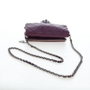 CHANEL Matelasse Chain Shoulder Bag Lamb Skin Purple Silver CC Auth 195019M-7