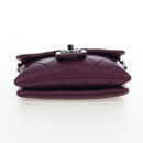 CHANEL Matelasse Chain Shoulder Bag Lamb Skin Purple Silver CC Auth 195019M-5