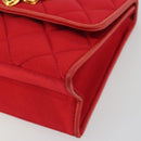 CHANEL Matelasse Chain Gribois Shoulder Bag Satin Red Gold CC Auth 195020-10
