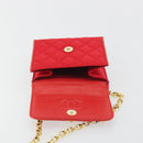CHANEL Matelasse Chain Gribois Shoulder Bag Satin Red Gold CC Auth 195020-15