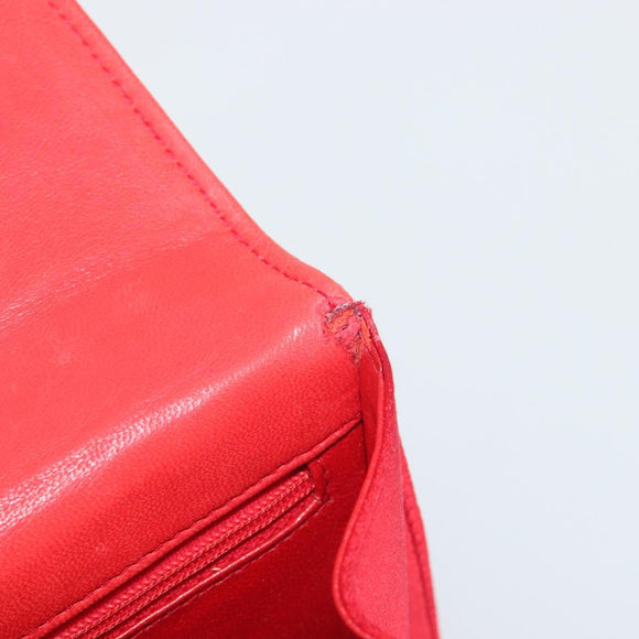 CHANEL Matelasse Chain Gribois Shoulder Bag Satin Red Gold CC Auth 195020