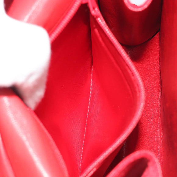 CHANEL Matelasse Chain Gribois Shoulder Bag Satin Red Gold CC Auth 195020