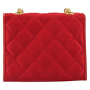 CHANEL Matelasse Chain Gribois Shoulder Bag Satin Red Gold CC Auth 195020-3