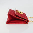 CHANEL Matelasse Chain Gribois Shoulder Bag Satin Red Gold CC Auth 195020-4