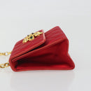 CHANEL Matelasse Chain Gribois Shoulder Bag Satin Red Gold CC Auth 195020-5