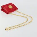 CHANEL Matelasse Chain Gribois Shoulder Bag Satin Red Gold CC Auth 195020-7