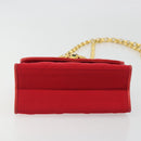 CHANEL Matelasse Chain Gribois Shoulder Bag Satin Red Gold CC Auth 195020-9
