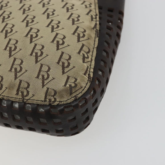 BOTTEGA VENETA Shoulder Bag Canvas Beige Gold Auth 195022