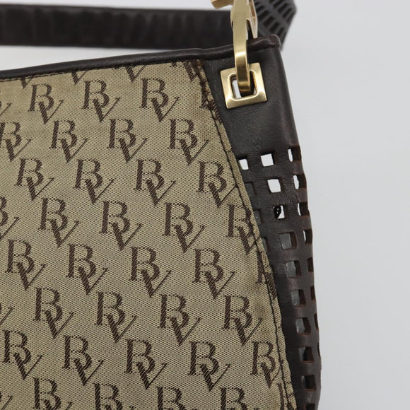 BOTTEGA VENETA Shoulder Bag Canvas Beige Gold Auth 195022