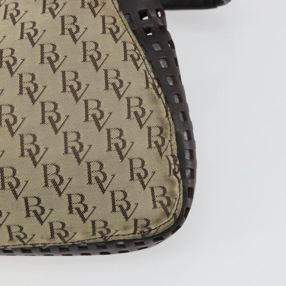 BOTTEGA VENETA Shoulder Bag Canvas Beige Gold Auth 195022