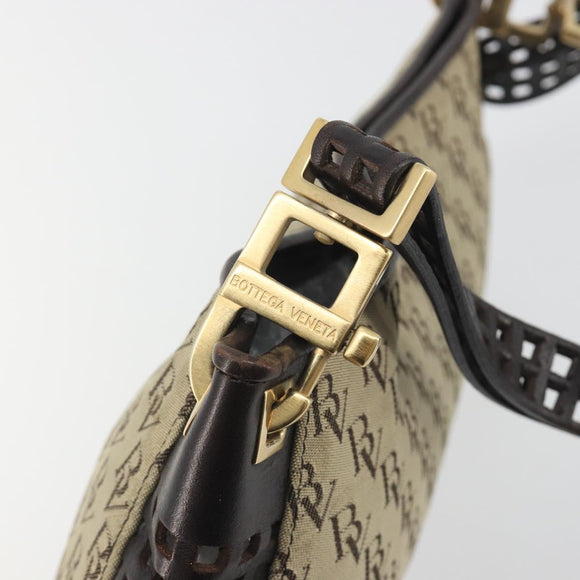 BOTTEGA VENETA Shoulder Bag Canvas Beige Gold Auth 195022