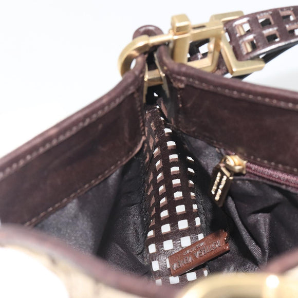 BOTTEGA VENETA Shoulder Bag Canvas Beige Gold Auth 195022
