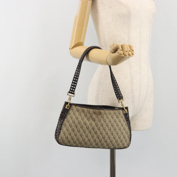 BOTTEGA VENETA Shoulder Bag Canvas Beige Gold Auth 195022