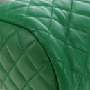 CHANEL Matelasse Chain Shoulder Backpack Lamb Skin Green Silver CC Auth 195024M-12