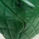CHANEL Matelasse Chain Shoulder Backpack Lamb Skin Green Silver CC Auth 195024M-13