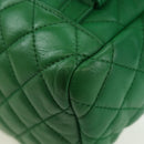 CHANEL Matelasse Chain Shoulder Backpack Lamb Skin Green Silver CC Auth 195024M-14