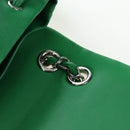 CHANEL Matelasse Chain Shoulder Backpack Lamb Skin Green Silver CC Auth 195024M-18