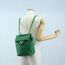 CHANEL Matelasse Chain Shoulder Backpack Lamb Skin Green Silver CC Auth 195024M-27