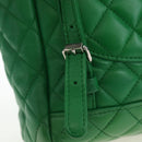 CHANEL Matelasse Chain Shoulder Backpack Lamb Skin Green Silver CC Auth 195024M-4