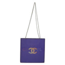 CHANEL Hologram COCO Mark Chain Shoulder Bag Vinyl Purple Silver CC Auth 195025A-13