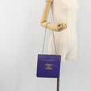 CHANEL Hologram COCO Mark Chain Shoulder Bag Vinyl Purple Silver CC Auth 195025A-21
