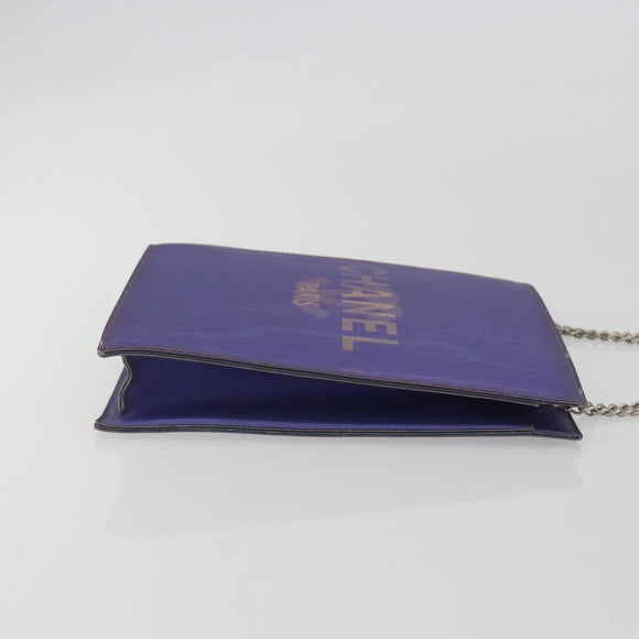 CHANEL Hologram COCO Mark Chain Shoulder Bag Vinyl Purple Silver CC Auth 195025A