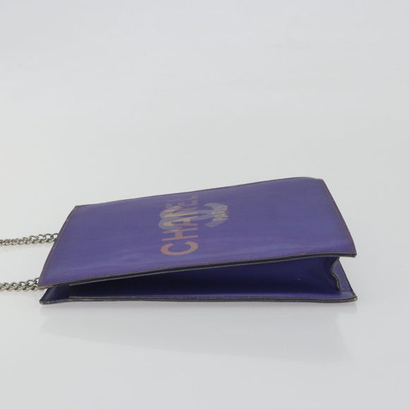CHANEL Hologram COCO Mark Chain Shoulder Bag Vinyl Purple Silver CC Auth 195025A