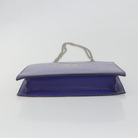 CHANEL Hologram COCO Mark Chain Shoulder Bag Vinyl Purple Silver CC Auth 195025A