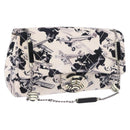 CHANEL Matelasse 25 Airline Shoulder Bag Canvas White Silver CC Auth 195026SAM-1