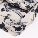 CHANEL Matelasse 25 Airline Shoulder Bag Canvas White Silver CC Auth 195026SAM-11