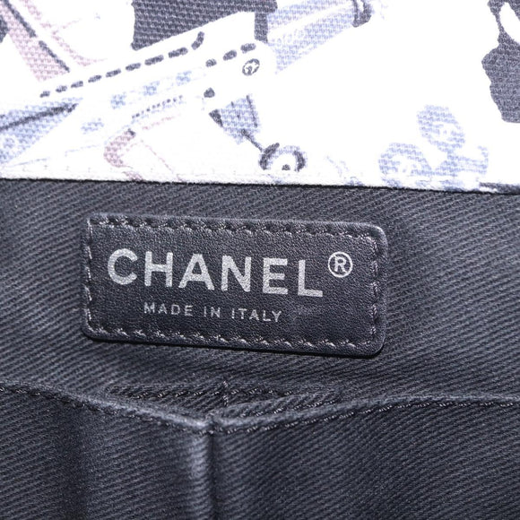 CHANEL Matelasse 25 Airline Shoulder Bag Canvas White Silver CC Auth 195026SAM