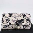 CHANEL Matelasse 25 Airline Shoulder Bag Canvas White Silver CC Auth 195026SAM-23