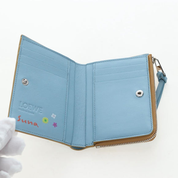 LOEWE Wallet Leather Suna Fujita Collaboration Brown Silver Auth 195028M