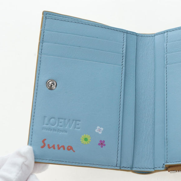 LOEWE Wallet Leather Suna Fujita Collaboration Brown Silver Auth 195028M