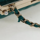 CHANEL Matelasse Chain Shoulder Bag Lamb Skin Green Gold CC Auth 195029SM-9