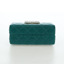 CHANEL Matelasse Chain Shoulder Bag Lamb Skin Green Gold CC Auth 195029SM-10