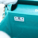CHANEL Matelasse Chain Shoulder Bag Lamb Skin Green Gold CC Auth 195029SM-20