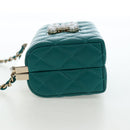 CHANEL Matelasse Chain Shoulder Bag Lamb Skin Green Gold CC Auth 195029SM-3