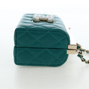 CHANEL Matelasse Chain Shoulder Bag Lamb Skin Green Gold CC Auth 195029SM-4