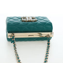 CHANEL Matelasse Chain Shoulder Bag Lamb Skin Green Gold CC Auth 195029SM-5