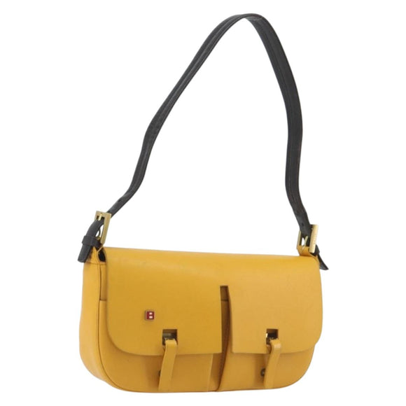BALLY Shoulder Bag Leather Yellow Gold Auth 195037A