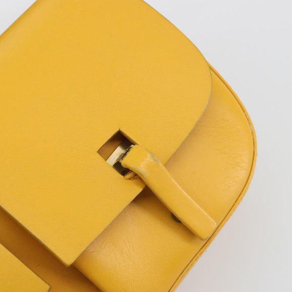 BALLY Shoulder Bag Leather Yellow Gold Auth 195037A